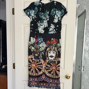 Floral and Artistic Print Dress